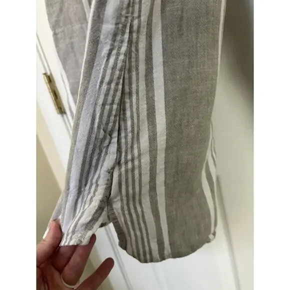 Linen Blend Resort Wear D&Co Striped Cover Up Top Size Large Coastal Beach - Picture 8 of 8